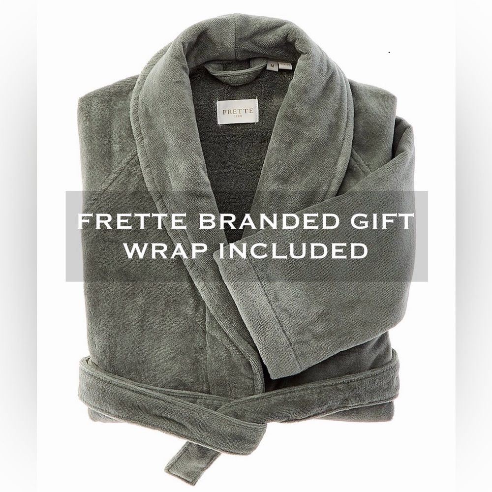 Frette Cotton Velour Grey Shawl Collar Robe, Unisex